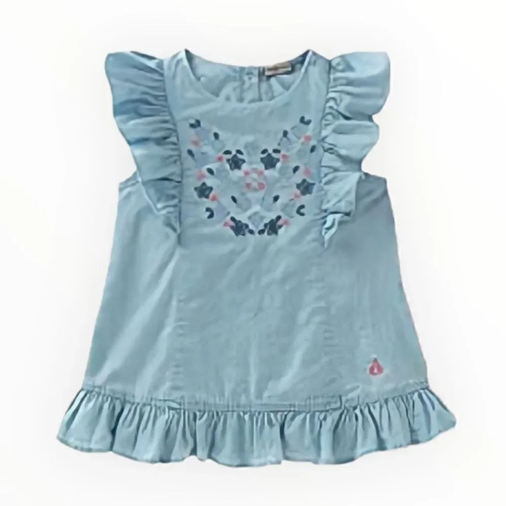 CALVIN KLEIN | Blue & Coral | CHAMBRAY TUNIC WITH FLORAL LEGGINGS